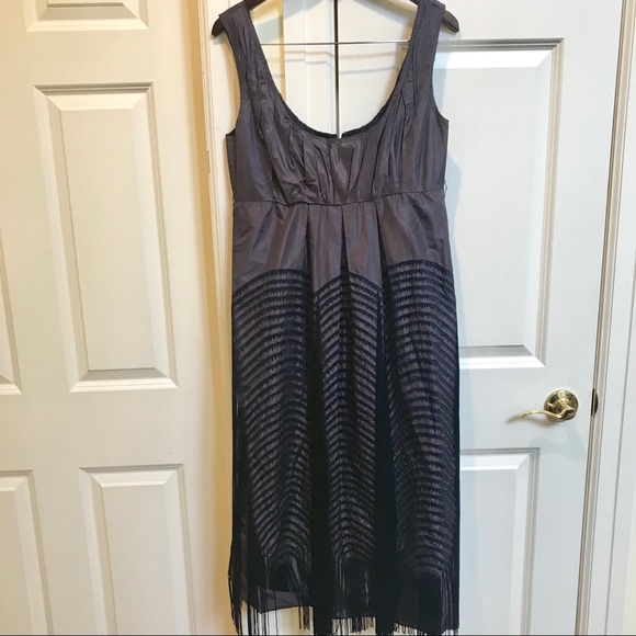 Vera Wang Purple Fringe Silk Dress - Picture 4 of 8